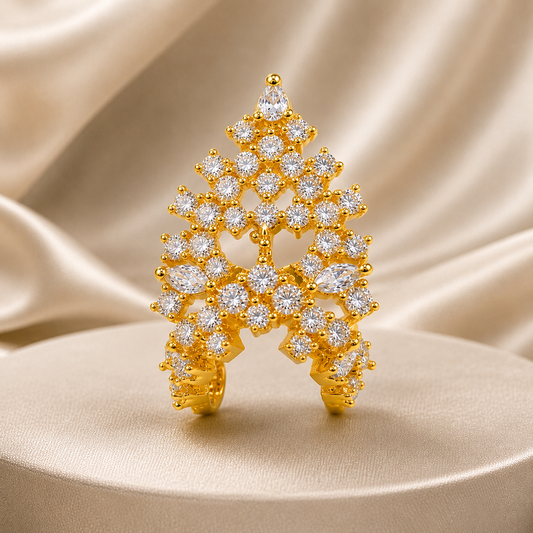 Bansuri Premium Handmade Gold Finish Crystal Stone Deity Mukut | Designer Crown for Laddu Gopal & Krishna Ji