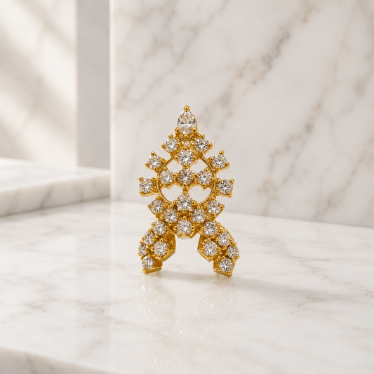 Bansuri Premium Handmade Gold Finish Crystal Stone Deity Mukut | Elegant Crown for Laddu Gopal & Krishna Ji