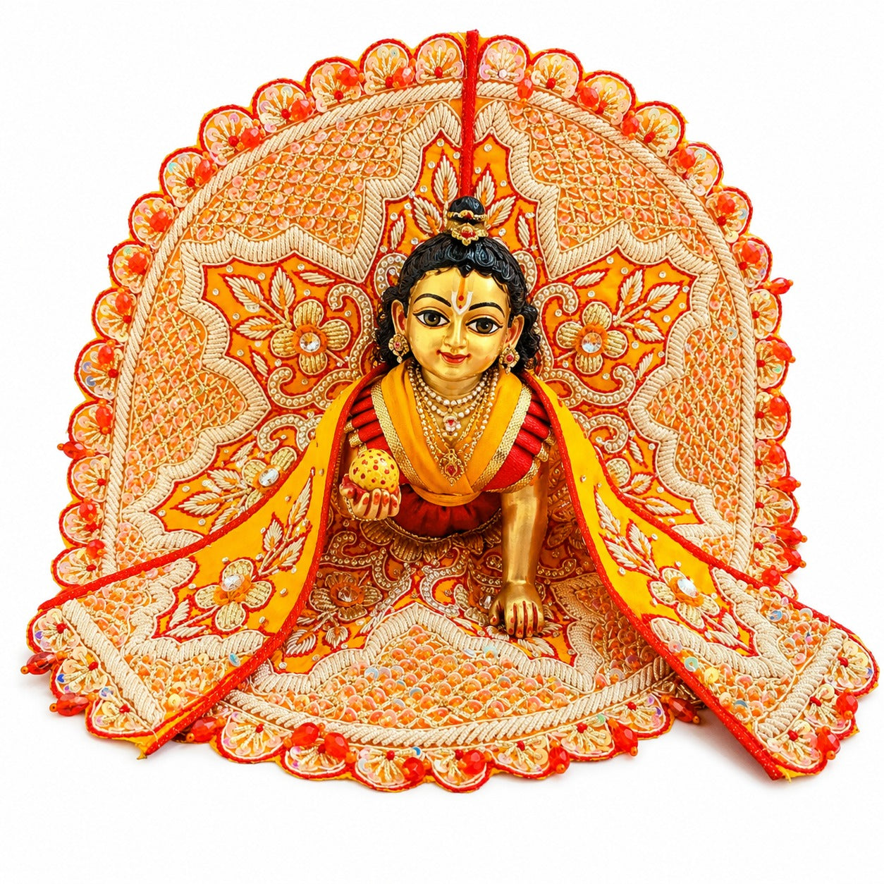 Bansuri Premium Handmade Laddu Gopal Poshak | Designer Bal Gopal Dress | Heavy Embroidered Kanha Ji Shringar Vastra | Festival Collection