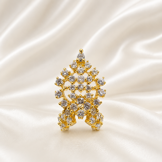 Bansuri Premium Handmade Gold Finish Crystal Stone Deity Mukut | Luxury Crown for Laddu Gopal & Krishna Ji