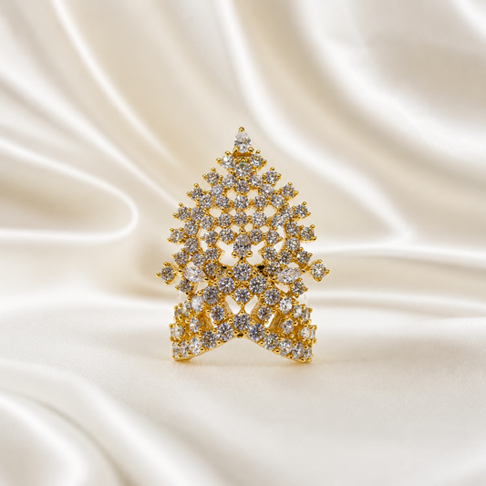 Bansuri Premium Handmade Gold Finish Crystal Stone Designer Deity Mukut | Luxury Crown for Laddu Gopal & Krishna Ji