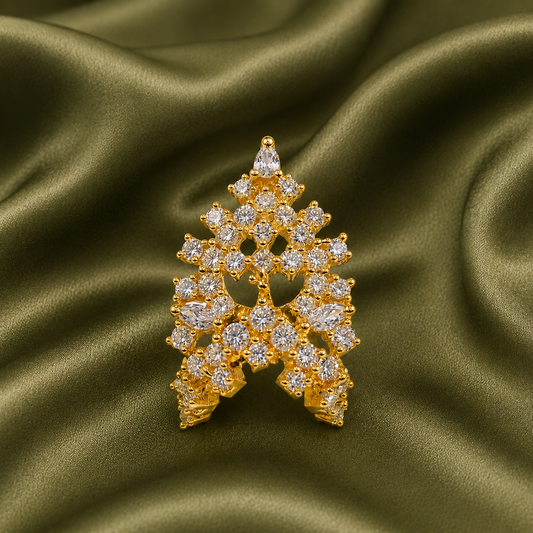 Bansuri Premium Handmade Gold Finish Crystal Stone Deity Mukut | Designer Crown for Laddu Gopal & Krishna Ji