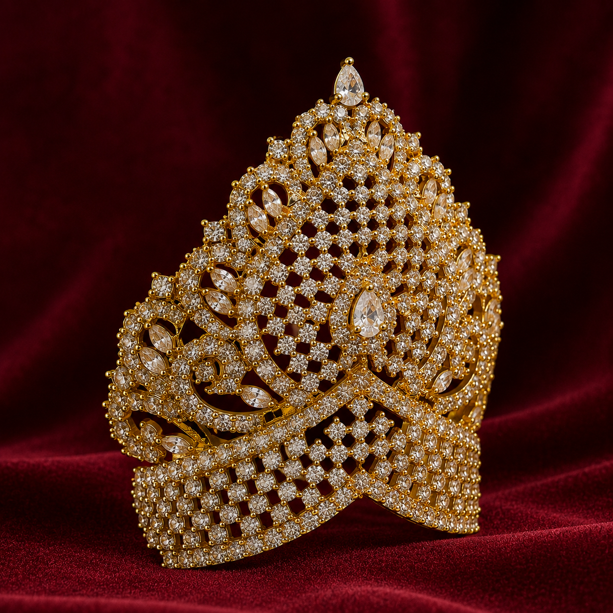 Bansuri Premium American Diamond Mukut for God Idol | Handmade Gold Plated Crown | Designer Deity Shringar Mukut | Temple & Festival Collection