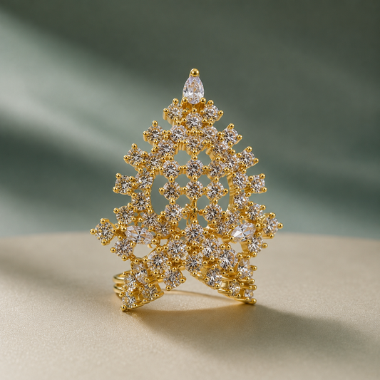 Bansuri Premium Handmade Gold Finish Crystal Stone Designer Deity Mukut | Divine Crown for Laddu Gopal & Krishna Ji
