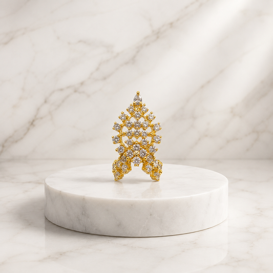 Bansuri Premium Handmade Gold Finish Crystal Stone Deity Mukut | Luxury Crown for Laddu Gopal & Krishna Ji