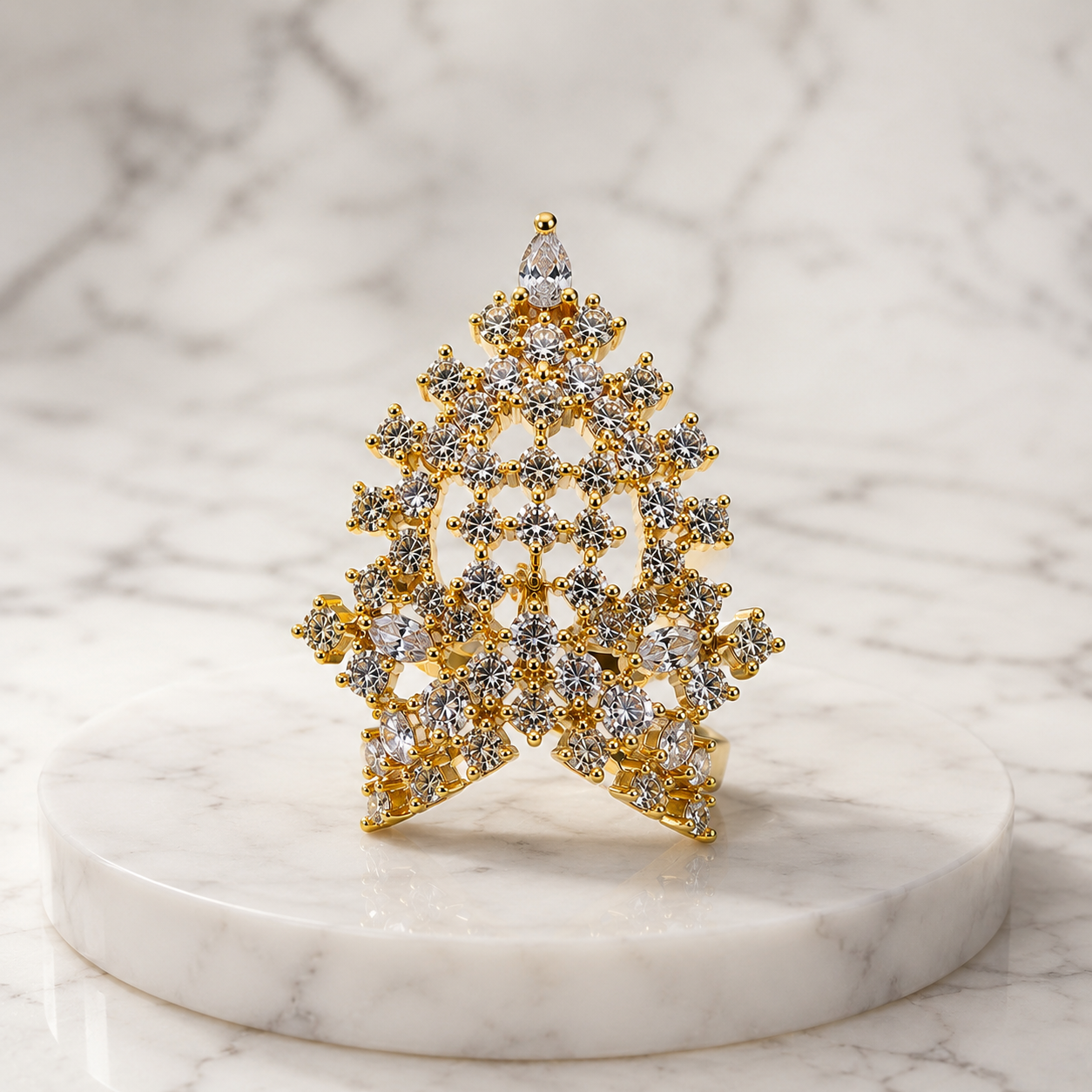 Bansuri Premium American Diamond Mukut for God Idol | Handmade Gold Plated Crown | Designer Deity Shringar Mukut | Temple & Festival Collection