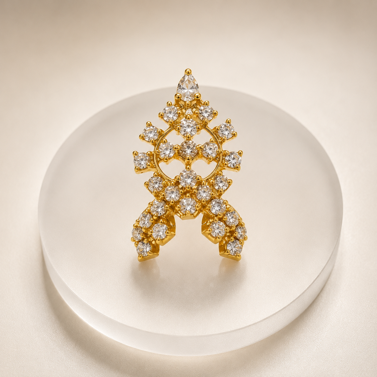 Bansuri Premium American Diamond Mukut for God Idol | Handmade Gold Plated Crown | Designer Deity Shringar Mukut | Temple & Festival Collection