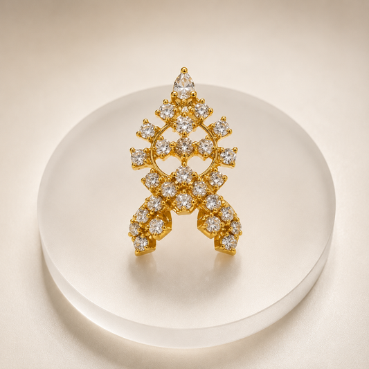 Bansuri Premium American Diamond Mukut for God Idol | Handmade Gold Plated Crown | Designer Deity Shringar Mukut | Temple & Festival Collection