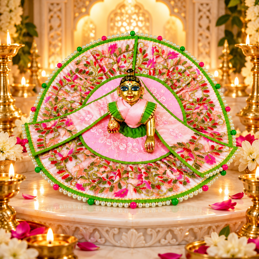 Bansuri Premium Laddu Gopal Poshak – Pink Floral Embroidered Designer Dress for Bal Gopal / Krishna Ji (THPI286)