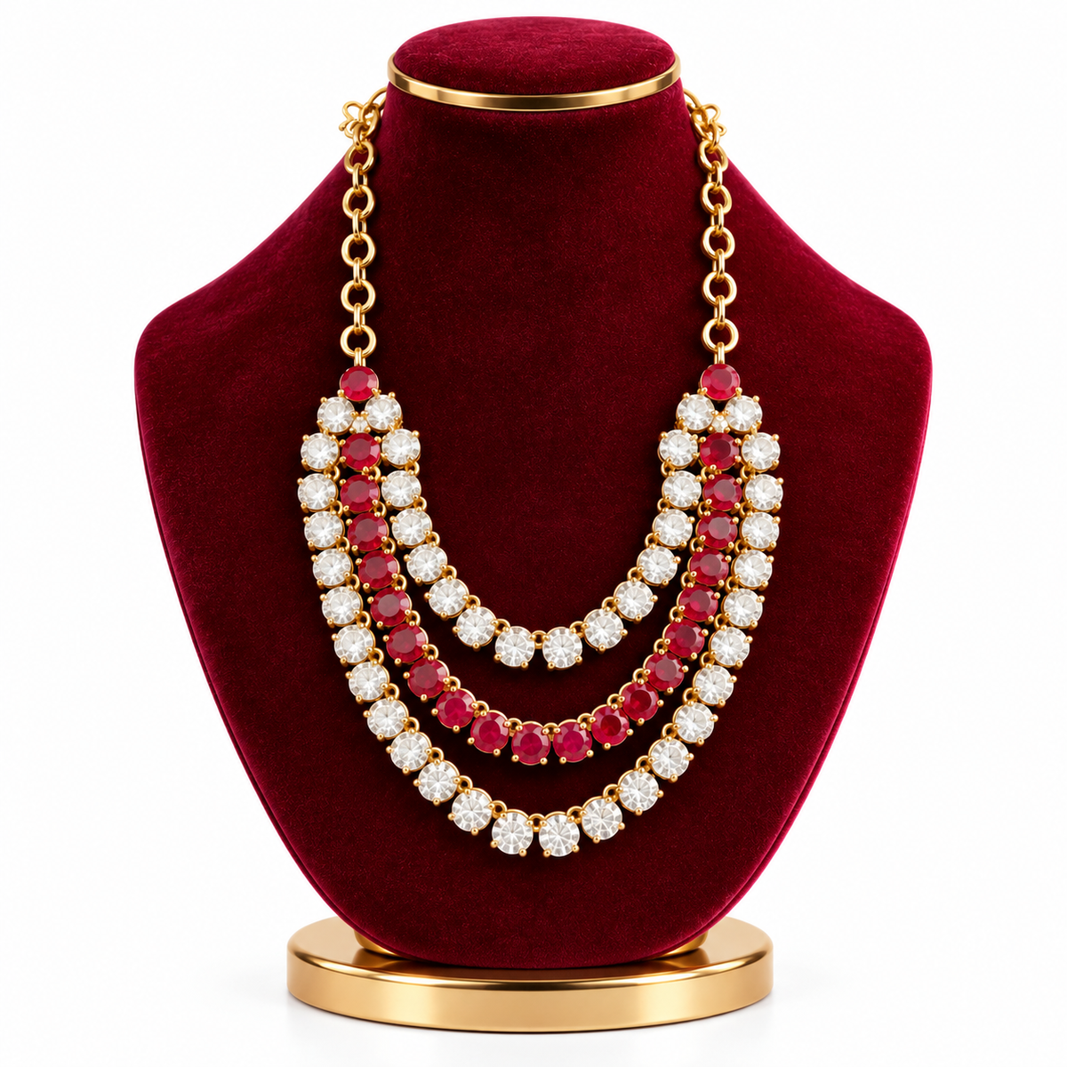 Red white stone Laddu Gopal necklace mala for Krishna Ji deity jewellery