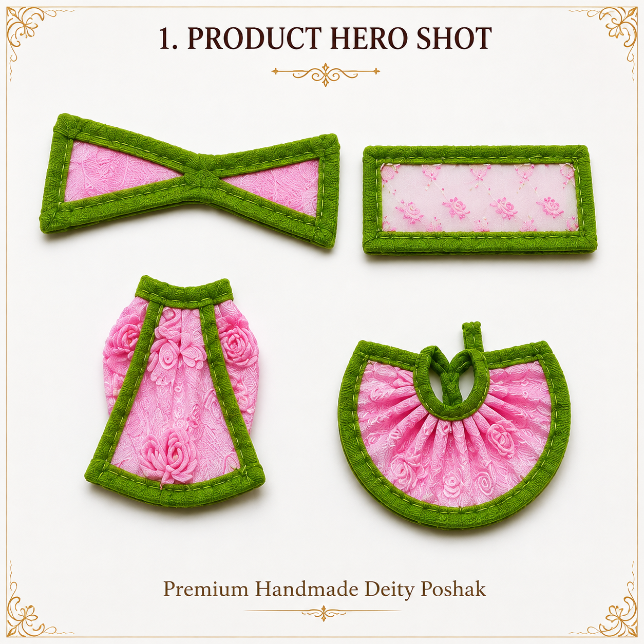 Ganesh Lakshmi Poshak Size 0 | Handmade Designer Dress Set for Ganesh Ji & Lakshmi Ji
