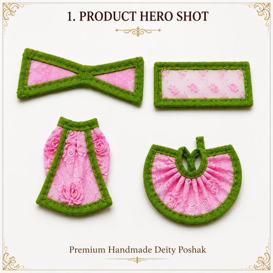 Ganesh Lakshmi Poshak Size 0 | Handmade Designer Dress Set for Ganesh Ji & Lakshmi Ji